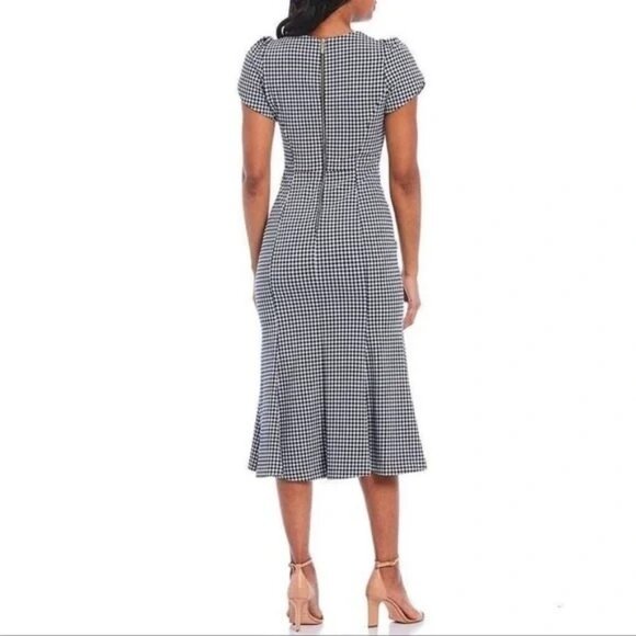 Calvin Klein Womens Houndstooth Mermaid Pencil Midi Dress Size 8 - Picture 2 of 12